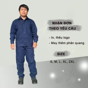 Quần áo bảo hộ lao động thợ hàn thợ điện vải jean bò L2