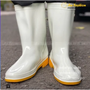 Ủng TRẮNG ĐẾ VÀNG đứng form bền chắc chống trượt _ Hình chụp thật