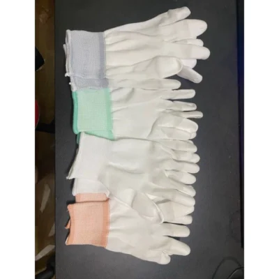 50 Đôi Găng Tay Sợi Polyester Phủ PU ngón Trắng Size S ,,M,L