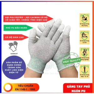 Alternative view of 30 Đôi Găng Tay Phủ Ngón Carbon/Găng Tay Chống Tĩnh Điện PU/Găng Tay Tĩnh Điện
