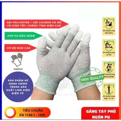 30 Đôi Găng Tay Phủ Ngón Carbon/Găng Tay Chống Tĩnh Điện PU/Găng Tay Tĩnh Điện