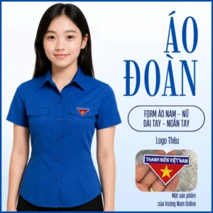 ÁO ĐOÀN LOGO THÊU - Áo sơ mi đoàn thanh niên Việt Nam chất kate lụa form chuẩn đẹp VNO141